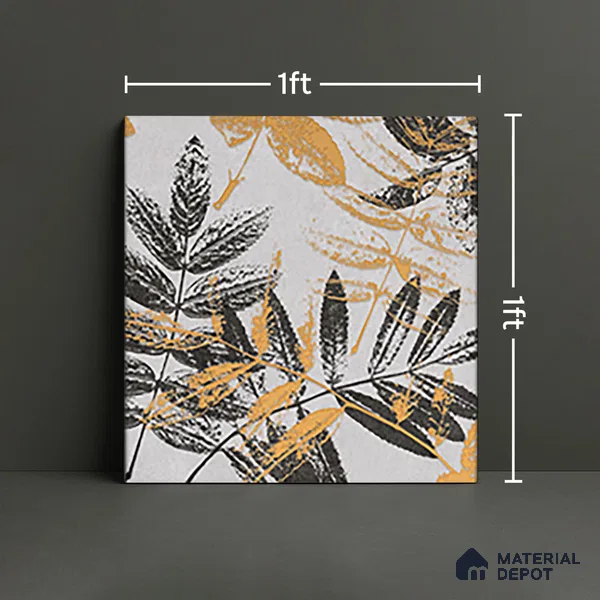 Floral Wall Tile TL 07249 Plana 8005 GLM (Gold) 1 ft x 1 ft Ceramic Matte Finish - 9 mm  | 2 mm Spacer is Mandatory | Please Expect a Slight Variation of Pattern (Sample)